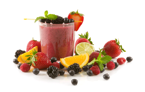 Smoothie Glass & Fruits